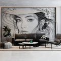 Portrait of a Woman with Floral Hat Mural Wallpaper - pure wallpaper artwork