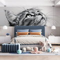 Inquisitive Cat Portrait Mural Wallpaper — Monochrome Sketch Style Mural Wallpaper - pure wallpaper artwork