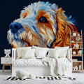 Vibrant Dog Portrait Mural Wallpaper — Artistic Pet Illustration Mural Wallpaper - pure wallpaper artwork