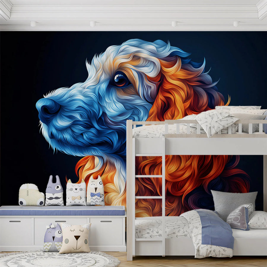 Vibrant Spaniel Portrait Mural Wallpaper — Artistic Dog Design Mural Wallpaper