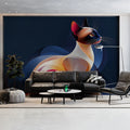 Abstract Siamese Cat Mural Wallpaper — Modern Geometric Art Mural Wallpaper - pure wallpaper artwork