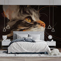 Close-Up Feline Portrait Mural Wallpaper — Bold Artistic Design Mural Wallpaper - pure wallpaper artwork