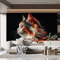 Flowing Calico Cat Mural Wallpaper — Vibrant Artistic Portrait Mural Wallpaper - pure wallpaper artwork