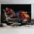 Vibrant Swirling Cat Mural Wallpaper — Artistic Cosmic Design Mural Wallpaper - pure wallpaper artwork