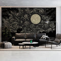 Starlit Dog and Moon Mural Wallpaper — Cosmic Night Scene Mural Wallpaper - pure wallpaper artwork