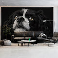 Soulful Dog Portrait Mural Wallpaper — Artistic Monochrome Design Mural Wallpaper - pure wallpaper artwork