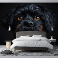 Black Dog Portrait Mural Wallpaper —Striking Amber Gaze Mural Wallpaper - pure wallpaper artwork