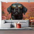 Cool Labrador in Floral Shirt Mural Wallpaper — Whimsical Design Mural Wallpaper - pure wallpaper artwork