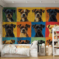 Dog Portraits Grid Mural Wallpaper — Pop Art Animal Design Mural Wallpaper - pure wallpaper artwork