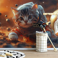 Astronaut Kitten Mural Wallpaper —Whimsical Space Adventure Mural Wallpaper - pure wallpaper artwork