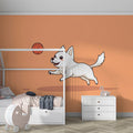 Playing Dog Mural Wallpaper — Whimsical Cartoon Sports Design Mural Wallpaper - pure wallpaper artwork