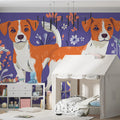 Playful Jack Russell Terrier Floral Mural Wallpaper - pure wallpaper artwork