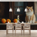 Ginger Cat Kitchen Mural Wallpaper —Realistic Still Life Scene Mural Wallpaper - pure wallpaper artwork