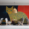 Polka Dot Cat Pop Art Mural Wallpaper — Vibrant Animal Decor Mural Wallpaper - pure wallpaper artwork