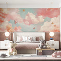 Dreamy Pastel Cloud and Butterfly Mural Wallpaper - pure wallpaper artwork