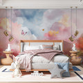 Dreamy Pastel Sky and Butterfly Mural Wallpaper - pure wallpaper artwork