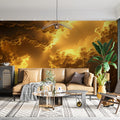 Golden Celestial Cloud Mural Wallpaper — Abstract Atmospheric Mural Wallpaper - pure wallpaper artwork