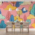 Whimsical Forest Mural Wallpaper in Pastel Palette Mural Wallpaper - pure wallpaper artwork