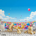 Floating Balloons Sky Mural Wallpaper — Playful Whimsical Scene Mural Wallpaper - pure wallpaper artwork