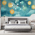Floating Lanterns Sky Mural Wallpaper — Dreamy Artistic Decor Mural Wallpaper - pure wallpaper artwork