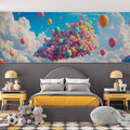 Floating Balloon Cluster Mural Wallpaper — Whimsical Sky Design Mural Wallpaper - pure wallpaper artwork