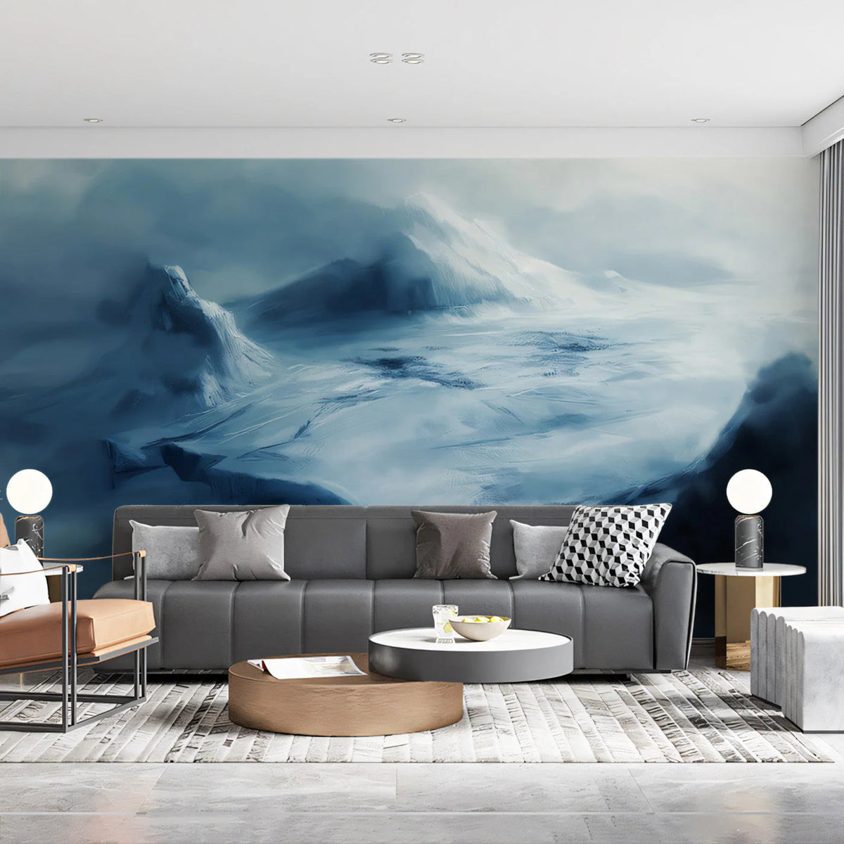 Glacial Peak Mural Wallpaper — Painterly Mountain Landscape Mural Wallpaper - pure wallpaper artwork