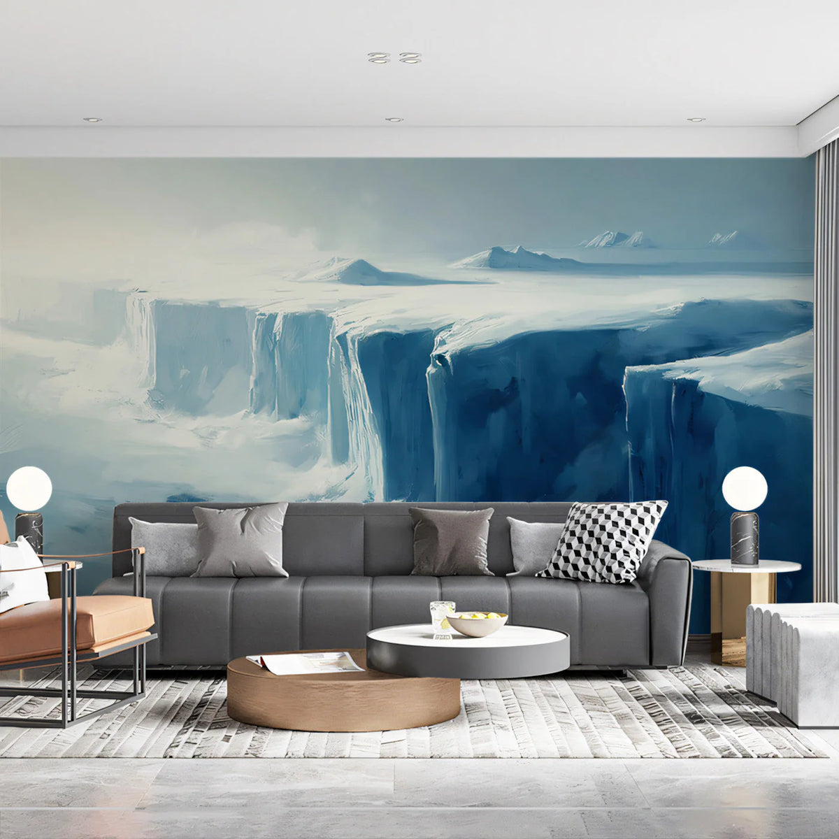 Arctic Ice Shelf Mural Wallpaper — Hand-Painted Frozen Landscape Mural Wallpaper - pure wallpaper artwork