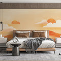 Golden Horizon Mural Wallpaper — Warm Sunset Landscape Mural Wallpaper - pure wallpaper artwork