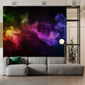 Neon Spectrum Smoke Mural Wallpaper — Vibrant Abstract Art Mural Wallpaper - pure wallpaper artwork