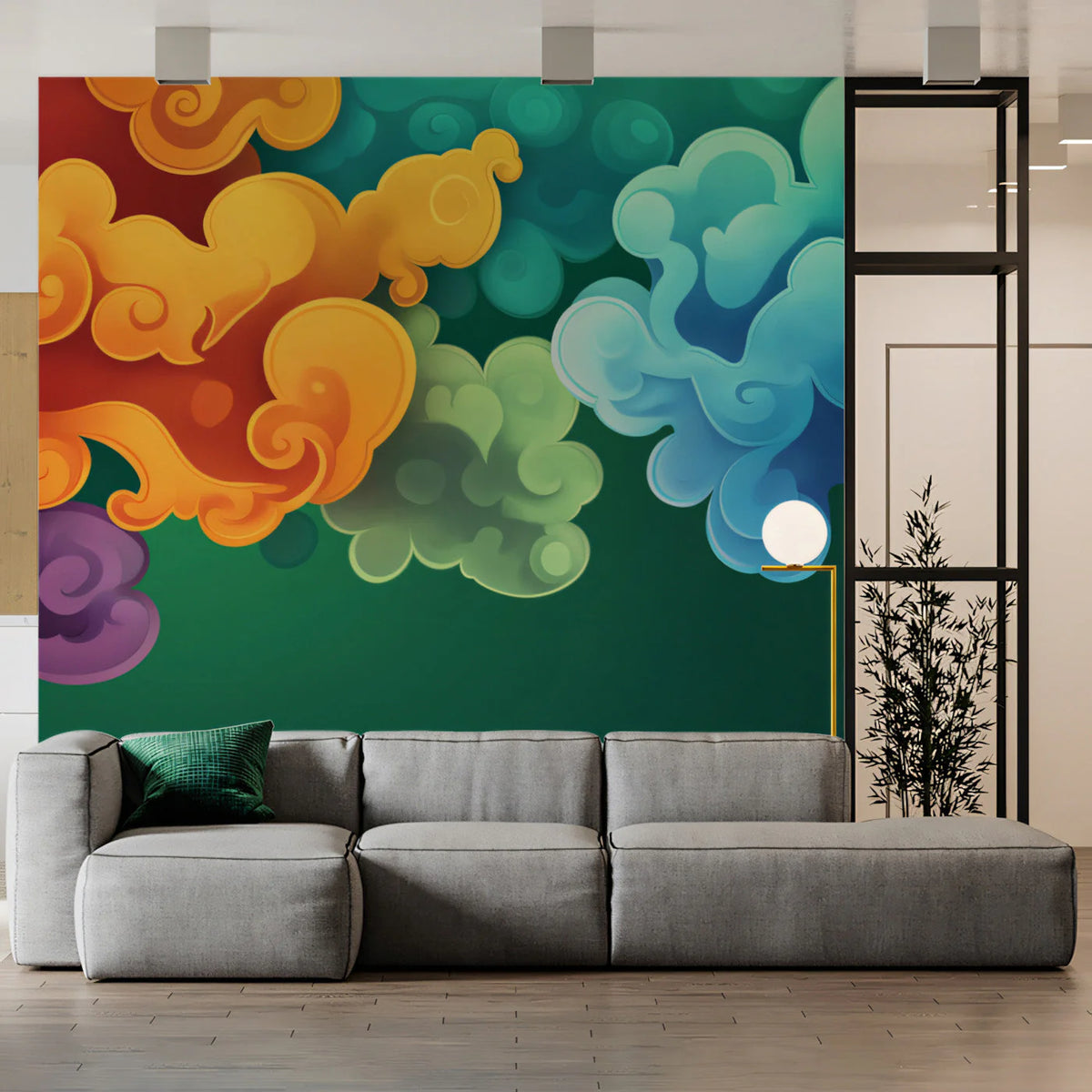 Swirling Clouds Mural Wallpaper — Vibrant Artistic Motif Mural Wallpaper - pure wallpaper artwork