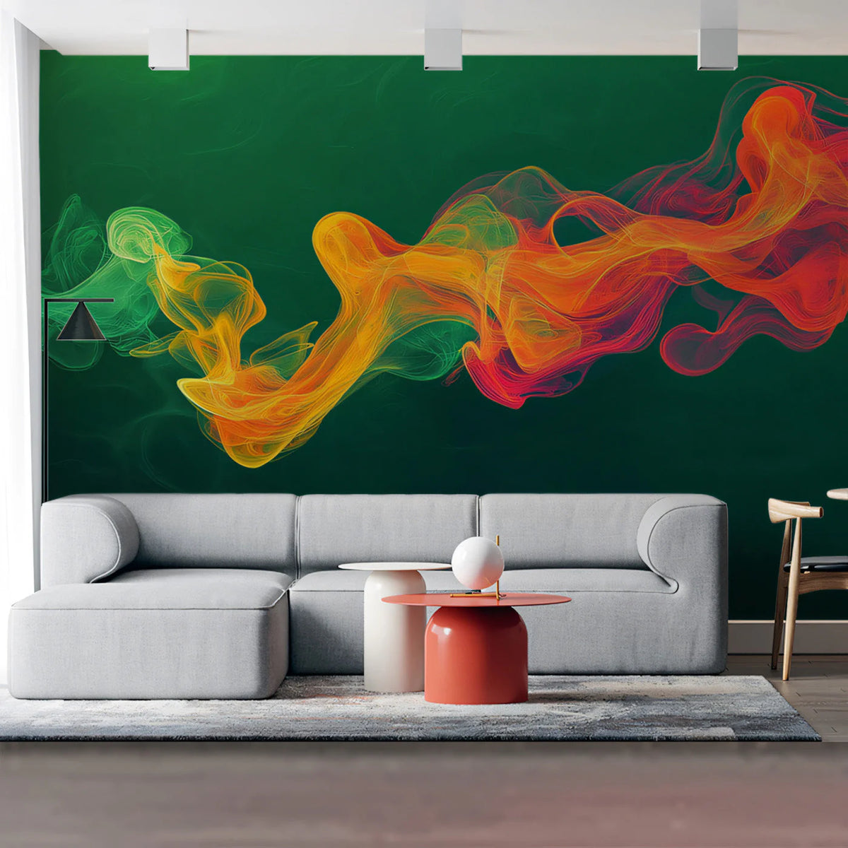 Vibrant Smoke Wave Mural Wallpaper — Modern Abstract Design Mural Wallpaper - pure wallpaper artwork