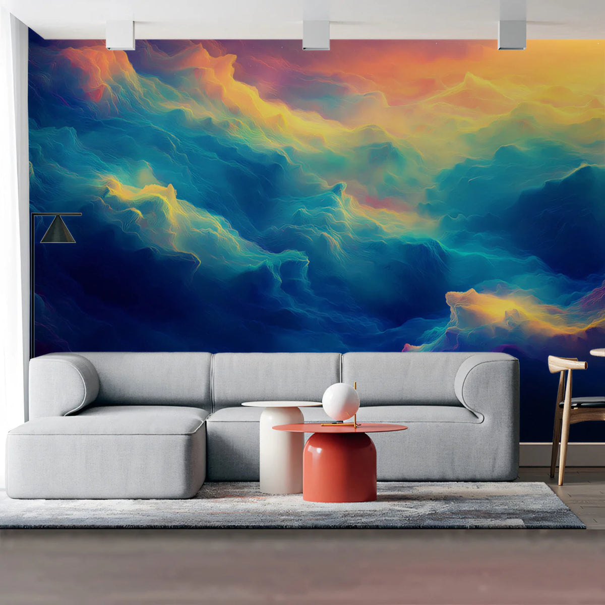 Cosmic Cloudscape Mural Wallpaper — Vibrant Abstract Art Mural Wallpaper - pure wallpaper artwork