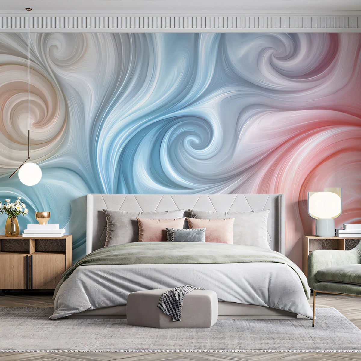 Cosmic Swirl Nebula Mural Wallpaper — Soft Fluid Abstract Mural Wallpaper - pure wallpaper artwork