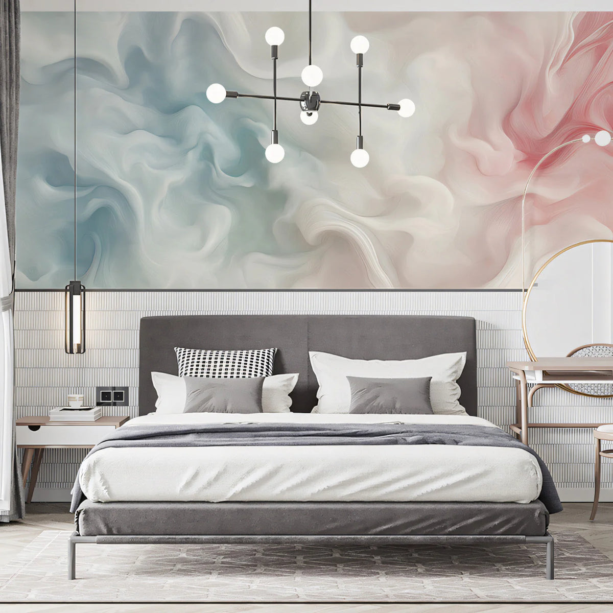 Ethereal Cloudscape Mural Wallpaper — Soft Pastel Abstract Mural Wallpaper - pure wallpaper artwork