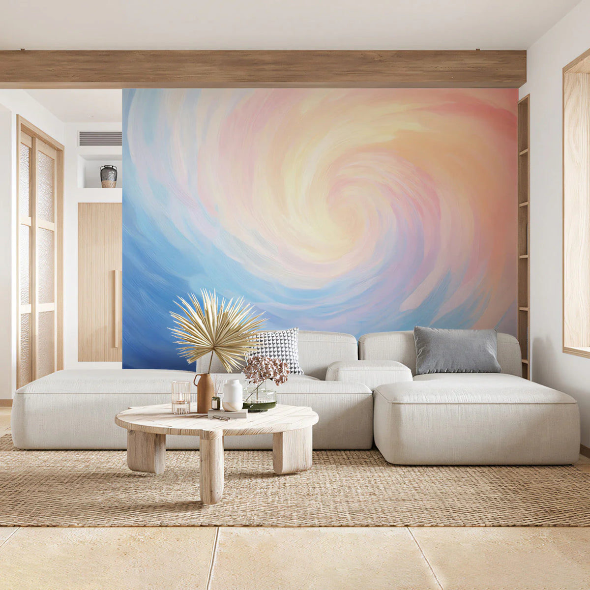 Cosmic Whirlpool Mural Wallpaper — Soft Brushstroke Abstraction Mural Wallpaper - pure wallpaper artwork