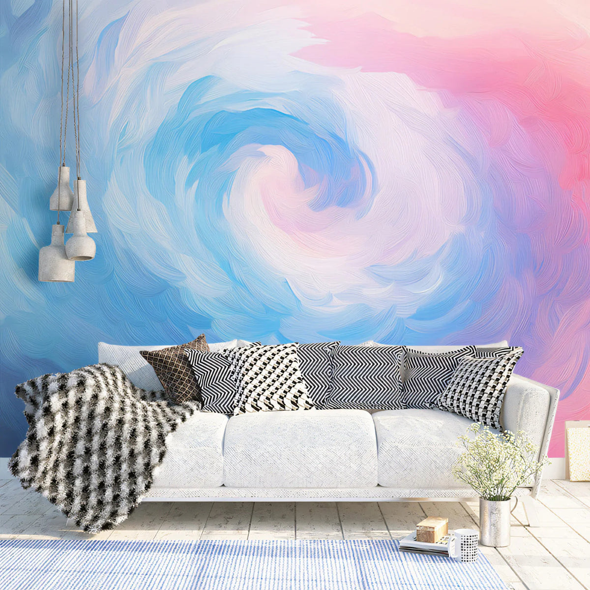 Abstract Cosmic Whirlpool Mural Wallpaper — Fluid Brushstroke Design Mural Wallpaper - pure wallpaper artwork