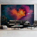 Nebula Heart Mural Wallpaper — Vibrant Abstract Smoke Design Mural Wallpaper - pure wallpaper artwork