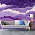 Celestial Cloudscape Mural Wallpaper — Whimsical Night Sky Design Mural Wallpaper - pure wallpaper artwork