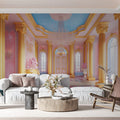 Royal Baroque Palace Mural Wallpaper in Pink and Gold Mural Wallpaper - pure wallpaper artwork