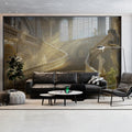 Sunlit Baroque Grand Staircase Mural Wallpaper — Historical Luxury Mural Wallpaper - pure wallpaper artwork
