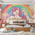 Dreamy Unicorn Rainbow Mural Wallpaper — Whimsical Pastel Decor Mural Wallpaper - pure wallpaper artwork