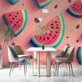 Watermelon Slices Mural Wallpaper —Playful Fruit Pattern Mural Wallpaper - pure wallpaper artwork