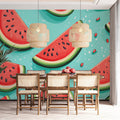 Watermelon Slices Mural Wallpaper — Playful Fruit Pattern Mural Wallpaper - pure wallpaper artwork