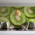Sliced Kiwi Fruit Mural Wallpaper — Fresh Tropical Kitchen Motif Mural Wallpaper - pure wallpaper artwork