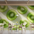 Sliced Kiwi Fruit Mural Wallpaper —Fresh Botanical Pattern Mural Wallpaper - pure wallpaper artwork