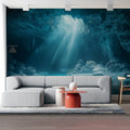 Glacial Cave Interior Mural Wallpaper —Deep Blue Ice Cavern Mural Wallpaper - pure wallpaper artwork