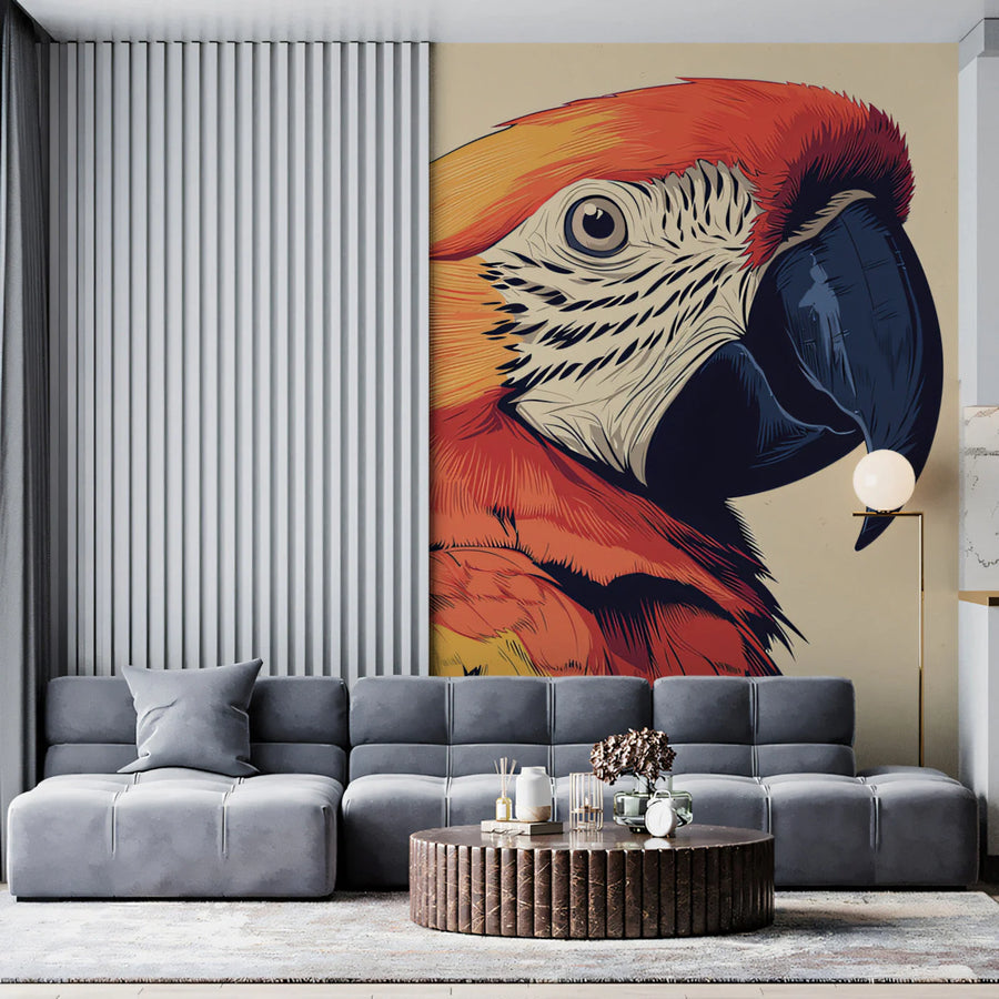 Scarlet Macaw Parrot Mural Wallpaper — Vivid Tropical Art Mural Wallpaper