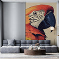 Scarlet Macaw Parrot Mural Wallpaper — Vivid Tropical Art Mural Wallpaper - pure wallpaper artwork