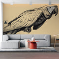 Macaw Silhouette Mural Wallpaper —Detailed Sketch Design Mural Wallpaper - pure wallpaper artwork
