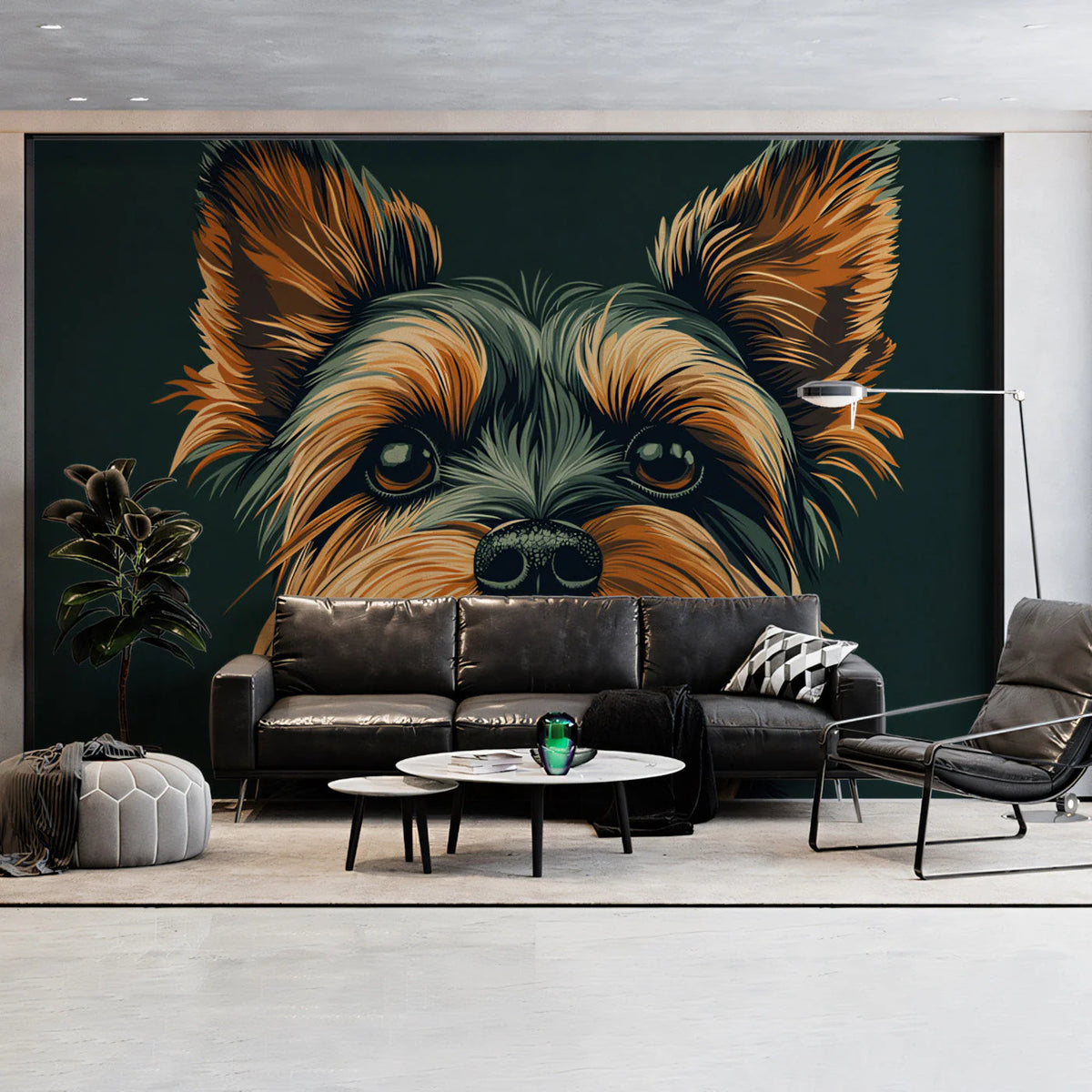 Yorkshire Terrier Portrait Mural Wallpaper — Artistic Pet Illustration Mural Wallpaper - pure wallpaper artwork